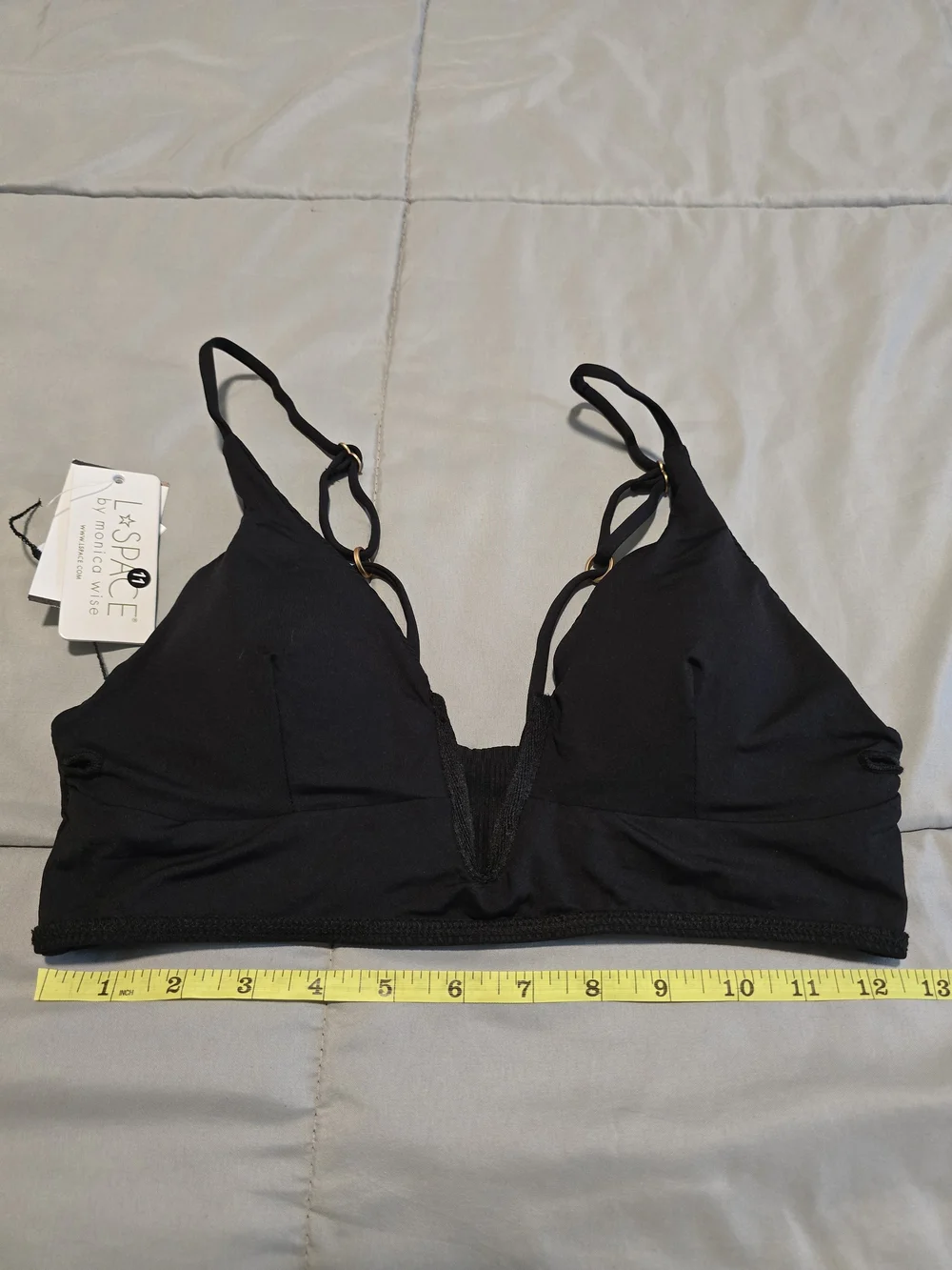 L*Space Siren Ribbed Plunge Bikini Top Black XL NWT Swimwear Bathing Suit